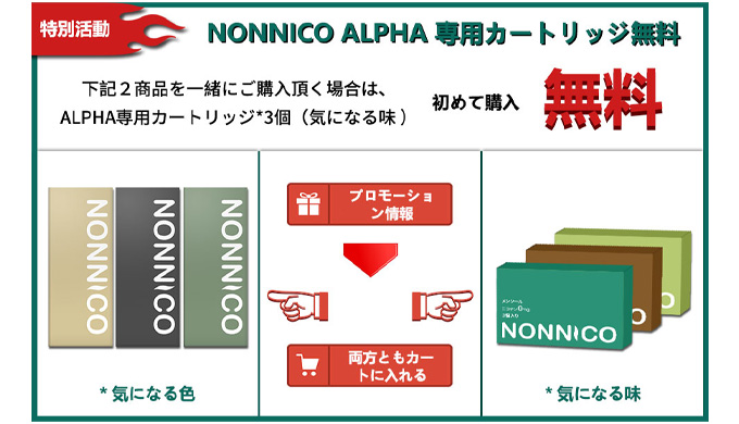 NONNICO Alphaカートリッジ1箱無料キャンペーンの利用方法
